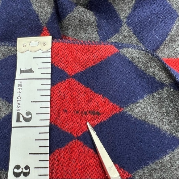 Men’s Red Blue Gray Diamond Print Cashmere Rectangle Long Scarf - Picture 8 of 8